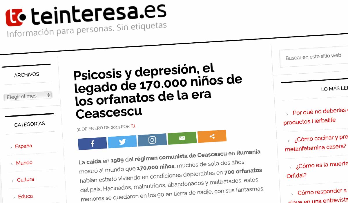 Article about Izidor on teinteresa.es