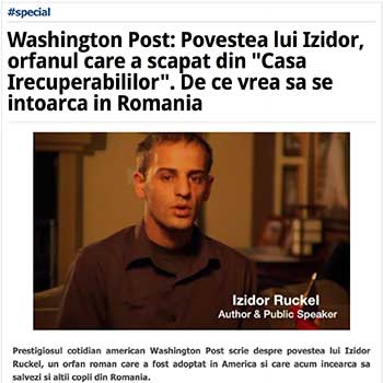 Washington Post- Povestea lui Izidor, orfanul care a scapat din Casa Irecuperabililor. De ce vrea sa se intoarca in Romania