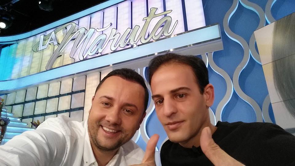 TV Host Catalin Maruta and Izidor Ruckel on the set of "La Maruta"