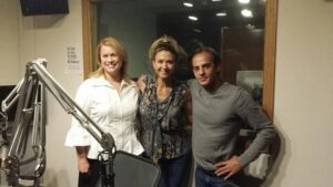Sarah Padbury, Stacy Petty and Izidor Ruckel in studio at 1310 KFKA talk radio.
