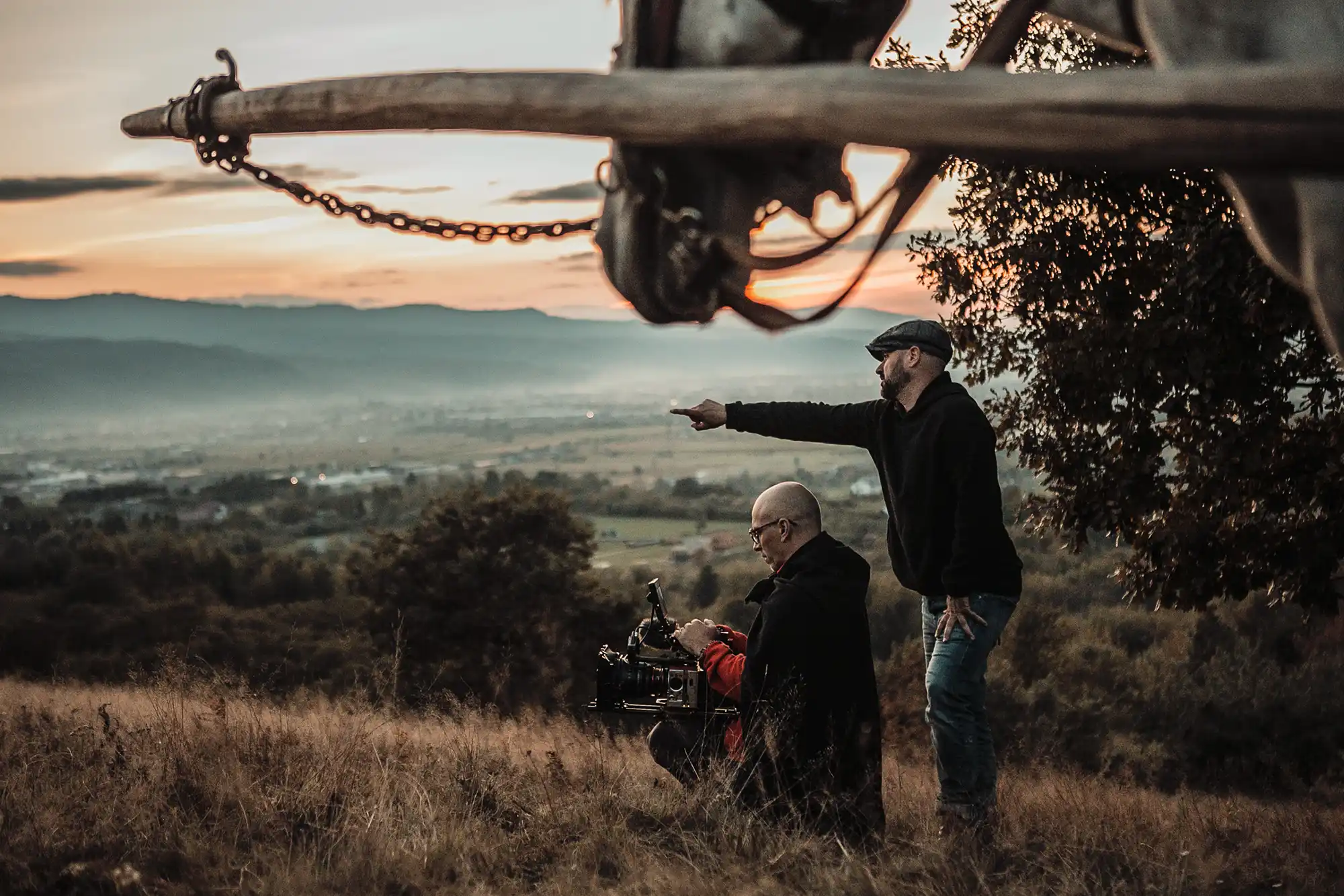 David Kabbe and DP plan a shot on location in Romania